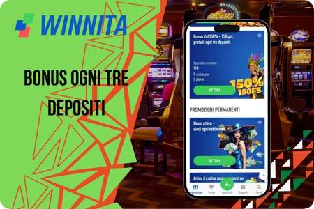 Bonus 150% e 150 giri gratuiti su Winnita